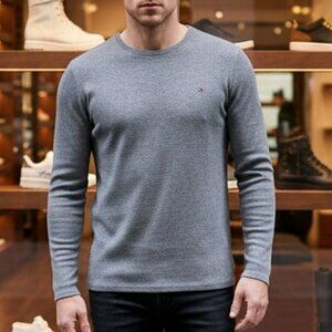 New Tommy Hilfiger Gray Crewneck Waffle Knit Pullover Sweater Men’s S(ID84)